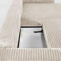 Narożnik sztruksowy kremowy NOEMI prawy