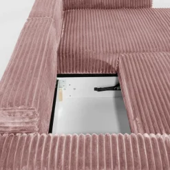 Narożnik sztruksowy pudrowy róż NOEMI prawy