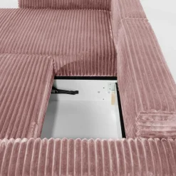 Narożnik sztruksowy pudrowy róż NOEMI lewy