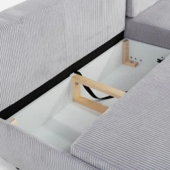 Fresh Narożnik sztruksowy rozkładany jasnoszary HONEY