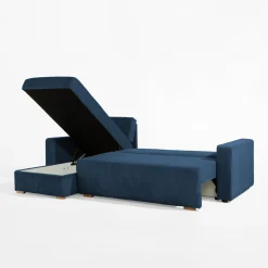 Narożnik sztruksowy z 2 pojemnikami ciemnoniebieski LIAM