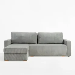 Narożnik sztruksowy z 2 pojemnikami jasnoszary LIAM