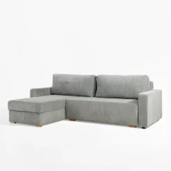 Narożnik sztruksowy z 2 pojemnikami jasnoszary LIAM