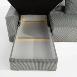 Narożnik sztruksowy z 2 pojemnikami jasnoszary LIAM