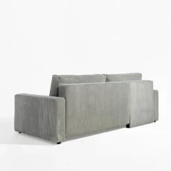 Narożnik sztruksowy z 2 pojemnikami jasnoszary LIAM