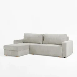 Narożniki| Narożnik sztruksowy z 2 pojemnikami jasnobeżowy LIAM