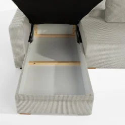 Narożniki| Narożnik sztruksowy z 2 pojemnikami jasnobeżowy LIAM