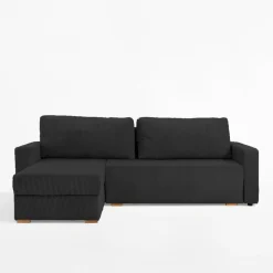 Narożnik sztruksowy z 2 pojemnikami ciemnoszary LIAM