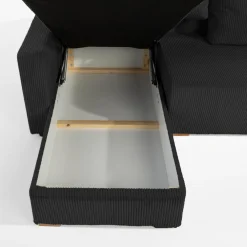 Narożnik sztruksowy z 2 pojemnikami ciemnoszary LIAM