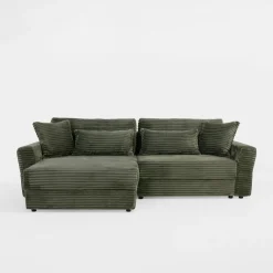 Narożniki| Narożnik sztruksowy zielony NOEMI lewy