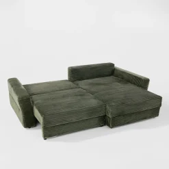 Narożniki| Narożnik sztruksowy zielony NOEMI prawy