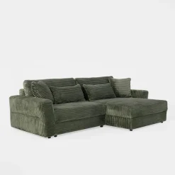 Narożniki| Narożnik sztruksowy zielony NOEMI prawy