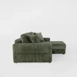 Narożniki| Narożnik sztruksowy zielony NOEMI prawy