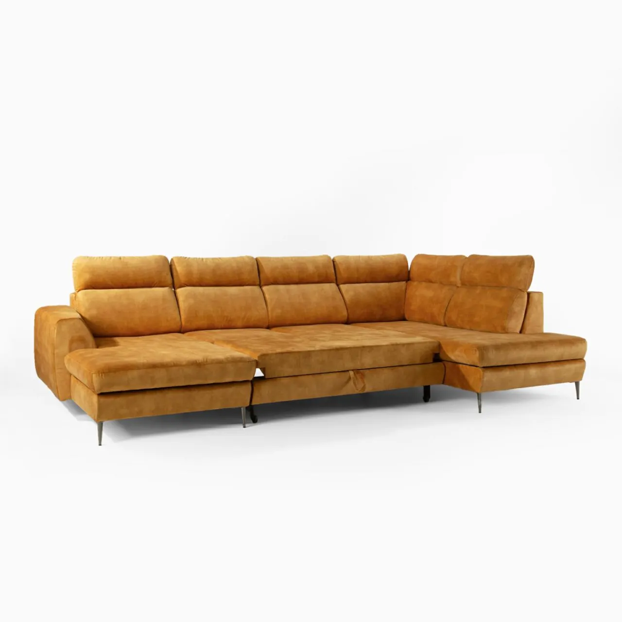 Narożnik U-kształtny rozkładany musztardowy DAKOTA lewy