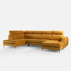 Narożnik U-kształtny rozkładany musztardowy DAKOTA prawy