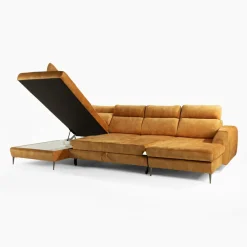 Narożnik U-kształtny rozkładany musztardowy DAKOTA prawy