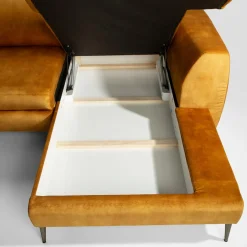 Narożnik U-kształtny rozkładany musztardowy DAKOTA prawy