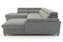 Instilo Narożnik welurowy z regulowanymi zagłówkami szary MAROLA U-FORM prawy