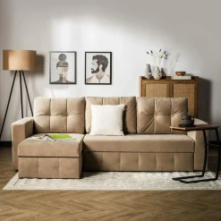 Narożnik z 2 pojemnikami beżowy LAVERNA