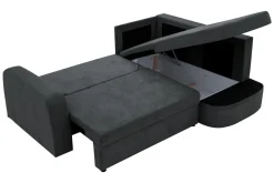 Narożniki|Fresh Narożnik z 2 pojemnikami grafitowy NESSI prawy