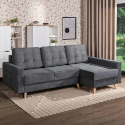 Narożniki| Narożnik z 2 pojemnikami szary LIVI prawy