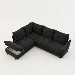 Narożniki|Instilo Narożnik z dostawką grafitowy ALMERIA PR.2 prawy