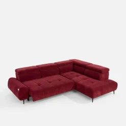 Werdomo Narożnik z elektryczną regulacją siedziska burgundowy MAVEL L prawy