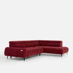 Werdomo Narożnik z elektryczną regulacją siedziska burgundowy MAVEL L prawy