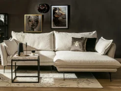 FN Design Narożnik z poduszkami dekoracyjnymi biały perłowy MANDELLO PLUS lewy