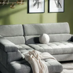 Softi Narożnik z regulowanymi zagłówkami szary NALA prawy