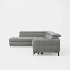 Softi Narożnik z regulowanymi zagłówkami szary NALA prawy