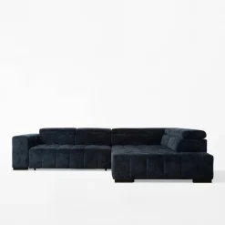 Narożniki|FN Design Narożnik z regulowanymi zagłówkami granatowy CHOCO prawy