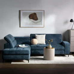 Softi Narożnik z regulowanymi zagłówkami granatowy NALA prawy