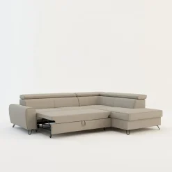 Narożniki|Softi Narożnik z regulowanymi zagłówkami beżowy IDYLLA lewy