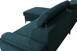 Narożnik z regulowanymi zagłówkami turkus LUGANO lewy