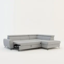 Softi Narożnik z regulowanymi zagłówkami jasnoszary IDYLLA lewy