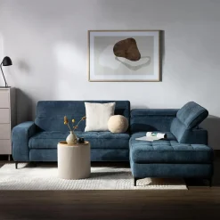 Softi Narożnik z regulowanymi zagłówkami granatowy NALA lewy