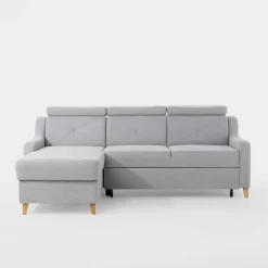 Narożnik z regulowanymi zagłówkami szary MARBELLA lewy