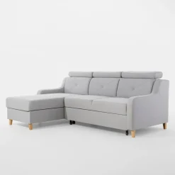 Narożnik z regulowanymi zagłówkami szary MARBELLA lewy