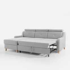 Narożnik z regulowanymi zagłówkami szary MARBELLA lewy