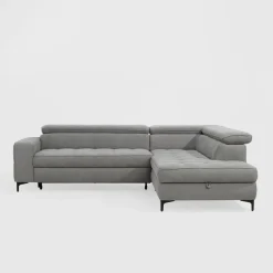 Softi Narożnik z regulowanymi zagłówkami szary NALA lewy