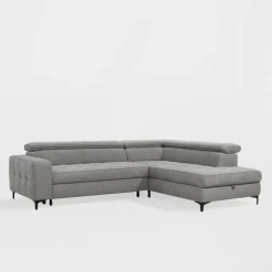 Softi Narożnik z regulowanymi zagłówkami szary NALA lewy