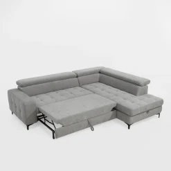 Softi Narożnik z regulowanymi zagłówkami szary NALA lewy