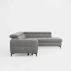 Softi Narożnik z regulowanymi zagłówkami szary NALA lewy