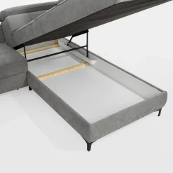 Softi Narożnik z regulowanymi zagłówkami szary NALA lewy