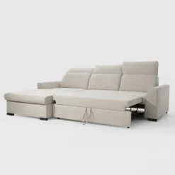 Narożniki| Narożnik z regulowanymi zagłówkami jasnoszary ARYA lewy