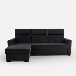 Narożniki| Narożnik z regulowanymi zagłówkami czarny TOSCANO