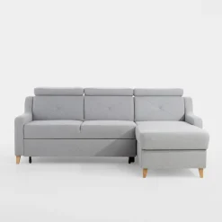 Narożniki| Narożnik z regulowanymi zagłówkami szary MARBELLA prawy