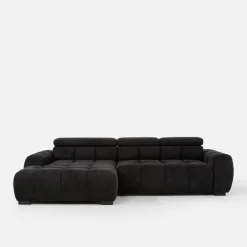 Werdomo Narożnik z regulowanymi zagłówkami ciemnoszary BULL S lewy