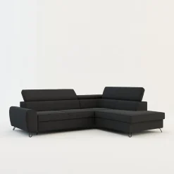 Softi Narożnik z regulowanymi zagłówkami ciemnoszary IDYLLA lewy